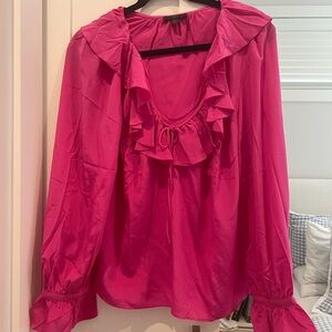 JCrew Women's Pink Ruffle Blouse